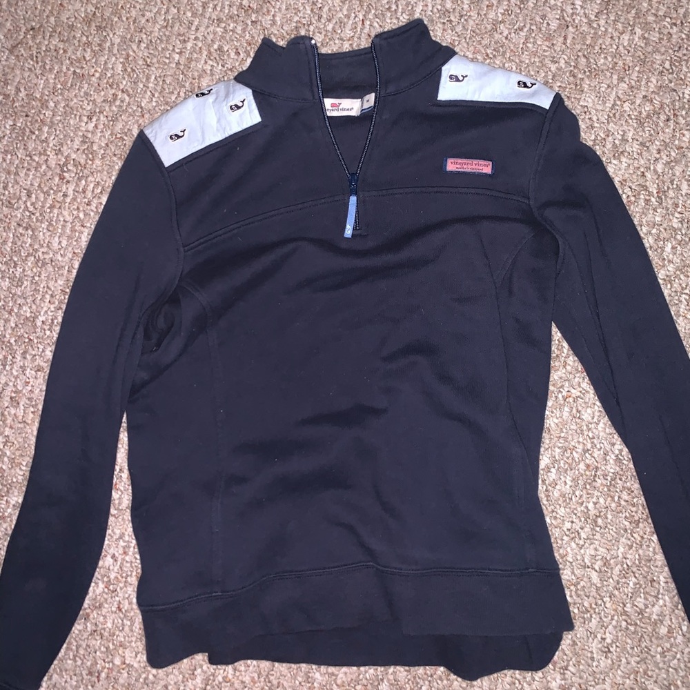 Vineyard Vines Navy and Light Blue Whale Pullover